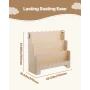 Montessori Bookshelf, 3-Tier Scalloped Kids Bookshelf, Front Facing Toddler Bookcase, Dual Hooks for Hanging Backpacks, Baby Boo
