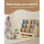 Montessori Bookshelf, 3-Tier Scalloped Kids Bookshelf, Front Facing Toddler Bookcase, Dual Hooks for Hanging Backpacks, Baby Boo