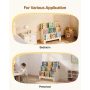 Montessori Bookshelf, 3-Tier Scalloped Kids Bookshelf, Front Facing Toddler Bookcase, Dual Hooks for Hanging Backpacks, Baby Boo