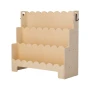 Montessori Bookshelf, 3-Tier Scalloped Kids Bookshelf, Front Facing Toddler Bookcase, Dual Hooks for Hanging Backpacks, Baby Boo