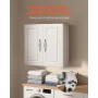 Laundry Room Wall Cabinet, 2-Tier Wall Mounted Hanging Cabinet with Adjustable Shelf, 60 cm Cupboard Storage with 2 Doors, for K