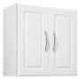 Laundry Room Wall Cabinet, 2-Tier Wall Mounted Hanging Cabinet with Adjustable Shelf, 60 cm Cupboard Storage with 2 Doors, for K