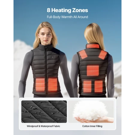 Heated Vest, Women Electric Heating Vest with 16000 mAh Battery Pack, 8 Heating Zones Lightweight Rechargeable Winter-Vest with 