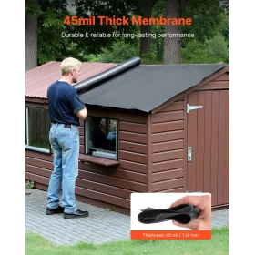 Roll Roofing, 15 x 15 ft, 45 mil EPDM Rubber Roofing, Long Lifespan & Weather-resistant, Withstands Harsh Temperatures, Flexible