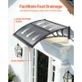 Awnings for Door Entrance, 30 x 39 in, Exterior Front Door Window Awnings with Drainage & ABS Bracket, Rain Snow Sun Protection,