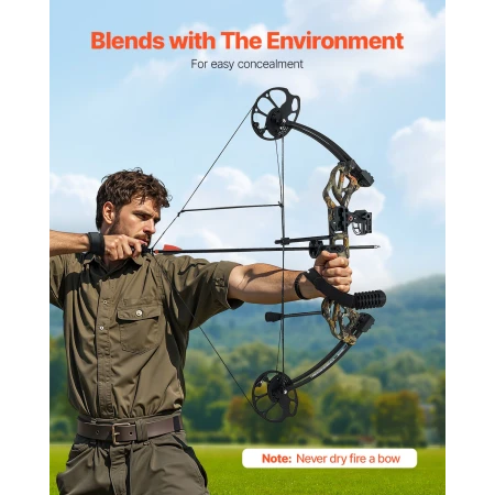 Compound Bow Archery, Adjustable 19-30 in Draw Length Compound Bow Package for Beginner, 19-70 Lbs Draw Weight Archery Bows and 