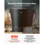 Ash Bucket, 4 PCS with Lid, Shovel, Broom and Gloves, Metal Fireplace Charcoal Bucket and Ash Can, 9.8L Large Capacity for Firep