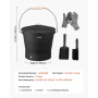 Ash Bucket, 4 PCS with Lid, Shovel, Broom and Gloves, Metal Fireplace Charcoal Bucket and Ash Can, 9.8L Large Capacity for Firep