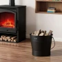 Ash Bucket, 4 PCS with Lid, Shovel, Broom and Gloves, Metal Fireplace Charcoal Bucket and Ash Can, 9.8L Large Capacity for Firep