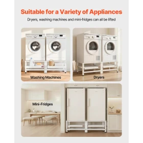 Laundry Pedestal, 355 mm Height, Washer and Dryer Pedestals with Pull-out Tray, 318 kg Weight Load Capacity, Non-Slip Feet, Heav