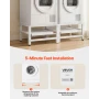 Laundry Pedestal, 355 mm Height, Washer and Dryer Pedestals with Pull-out Tray, 318 kg Weight Load Capacity, Non-Slip Feet, Heav