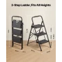 3 Step Ladder, Folding Step Stool with Wide Anti-Slip Pedal and Comfort Handgrip, Lightweight 272 kg Capacity Portable Steel Lad