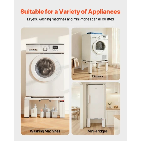 Laundry Pedestal, 305 mm Height, Washer and Dryer Pedestals with 544 kg Weight Load Capacity, 475-785 mm Adjustable, Non-Slip Fe