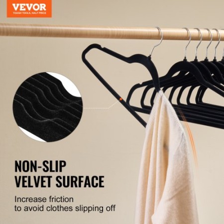 Velvet Hangers 50 Pack Black Non-Slip Hangers with 360 Degree Swivel Hook