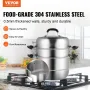 Steamer Pot 11in/28cm, 3 Tier Steamer Pot for Cooking with 8.5QT Stock Pot, Vegetable Steamer & 2 Steaming Tray, Food-Grade 304 