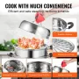 Steamer Pot 11in/28cm, 3 Tier Steamer Pot for Cooking with 8.5QT Stock Pot, Vegetable Steamer & 2 Steaming Tray, Food-Grade 304 