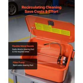 Parts Washer, 19L Cleaning Tank, 13L Solvent Capacity, 1.5L per Minute Max Pump Output, Portable Steel Automotive Parts Cleaner 