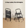 2 Step Ladder, Folding Step Stool with Wide Anti-Slip Pedal and Comfort Handgrip, Lightweight 272 kg Capacity Portable Steel Lad