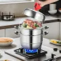 Steamer Pot 11in/28 cm, 3 lagdampkande til madlavning med 8,5qt