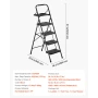 4 Step Ladder, Folding Step Stool with Wide Anti-Slip Pedal, Tool Tray, Comfort Handgrip, 272 kg Capacity Portable Steel Ladder,