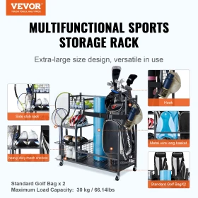 Golf Storage Garage Organizer, 2 Golf Bag Stand