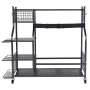 Golf Storage Garage Organizer, 2 Golf Bag Stand Holder and Other Sports Equipment Storage Rack, Rolling Ball Cart on Wheels, Out