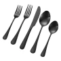 30-Piece Black Silverware Set