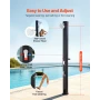 35L Solar Heated Shower, 195cm Showerhead Height Outdoor Shower, with Foot Faucet & Soap Box Rack, Hot & Cold Water Adjustment, 