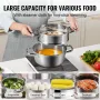 Steamer Pot, 9.5in/24cm Steamer Pot for Cooking with 5QT Stock Pot and Vegetable Steamer, Food-Grade 304 Stainless Steel Food St