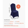 50 Pcs Navy Blue Chair Covers, Polyester Spandex Chair Cover, Stretch Slipcovers for Wedding Party Dining Banquet Flat-Front Cha