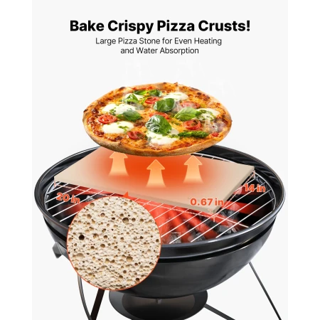 Pizza Stone, 508 x 355 mm Rectangular Cordierite Pizza Stone, Extra Large Baking-Stone with PP Scraper, 17 mm Thick Heat-Resista