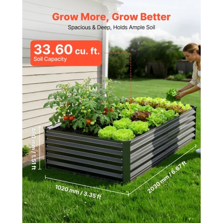 2 Pack Galvanized Raised Garden Beds, 2030 x 1020 x 460 mm, Rectangular Metal Planter Boxes Kit Outdoor, Elevated Planting Box w
