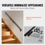 Handrail Stair Railing, 12 ft, Wall Mount Handrails for Indoor Stairs, Thickened Aluminum Alloy Hand Rail with Installation Kit,