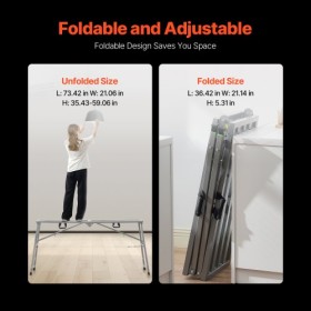 Arbejdsplatform Justerbar højde bærbar stillads platform 880 lb belastning