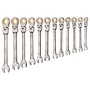 Flex-Head Ratcheting Wrench Set, 12-Piece Metric 8 mm to 19 mm, 72 Teeth, Cr-V Steel Ratchet Flexible Combination Wrench Set wit