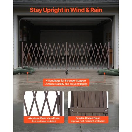 Double Expandable Barricades, 6m Expandable Safety Barrier, Flexible Mobile Barricade with Locking Casters, Portable Folding Sec