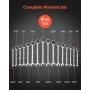 Combination Wrench Set, 16-Piece SAE Sizes, 72 Teeth, Cr-V