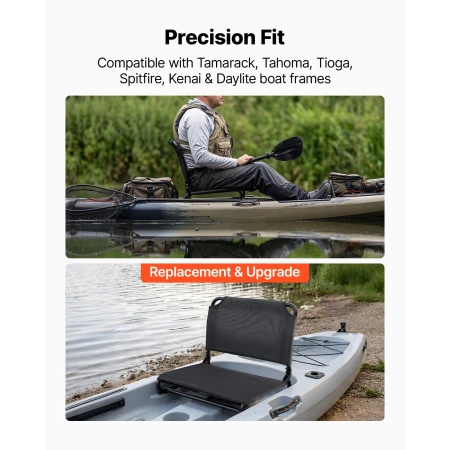 Kayak Seat, 1 Pack 20 mm Raised Height, Foldable Seat with Back Support, Replacement Upgrade for Tamarack, Tahoma, Tioga, Spitfi