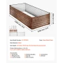 Galvanized Raised Garden Bed, 240 x 120 x 62 cm, Rectangular
