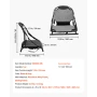 Kayak Seat, 1 Pack 34 mm Raised Height, Universal Foldable Canoe Seat with Adjustable Back Support, Adjustable Straps, and Alumi