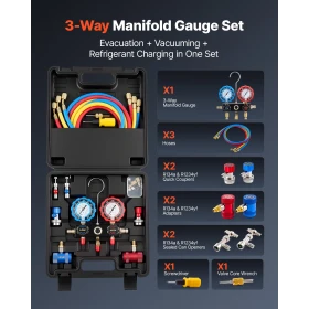 AC Manifold Gauge Set for R134a R404A R1234yf R22 Refrigerant