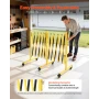 Double Expandable Barricades, 5.46m Industrial Safety Barriers, Flexible Mobile Barricade with Locking Casters, Portable Folding