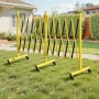 Double Expandable Barricades, 5.46m Industrial Safety Barriers, Flexible Mobile Barricade with Locking Casters, Portable Folding