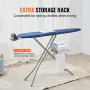 Ironing Board with Bottom Storage Tray, Thickened 4 Layers Iron Board with Heat Resistant Cover and 100% Cotton Cover, 10 Adjust
