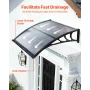 Awnings for Door Entrance, 38 x 40 in, Exterior Front Door Window Awnings with Drainage & ABS Bracket, Rain Snow Sun Protection,