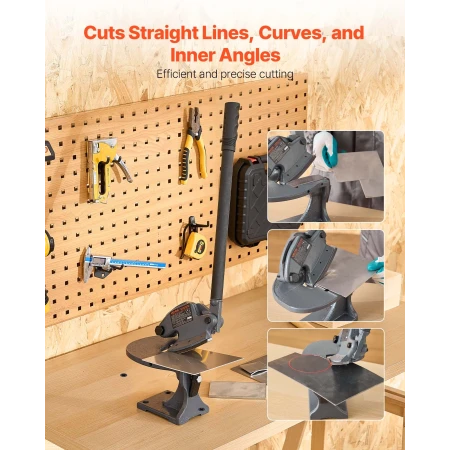Sheet Metal Shear, Manual Plate Shear, Throatless Benchtop Sheet Cutter for Multiple Purpose, with Solid Steel Frame, Mounting T