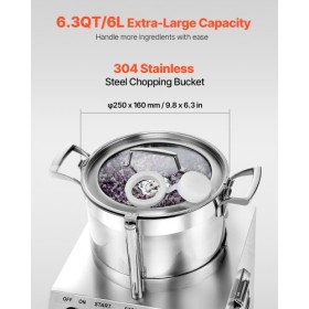 Food Processor & Vegetable Chopper 6L Food-Grade Stainless Steel Blender