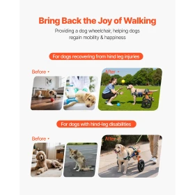 Dog Wheelchair for Back Legs, Lightweight 2 Wheels Pet Wheelchair, Height, Width & Length Adjustable, Dog Cart with Shock-Absorb