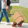 Stair Climbing Cart, 54 kg Stair-Climbing Capacity, Portable Folding Trolley Cart with Telescoping Handle, 6 Wheels and 2 Bungee