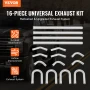 Exhaust Kit, 16pcs, DIY Universal Galvanized Steel Exhaust Kit with Slip-Fit Joint & Large Exhaust Tube, Rust-Proof Exhaust Pipe